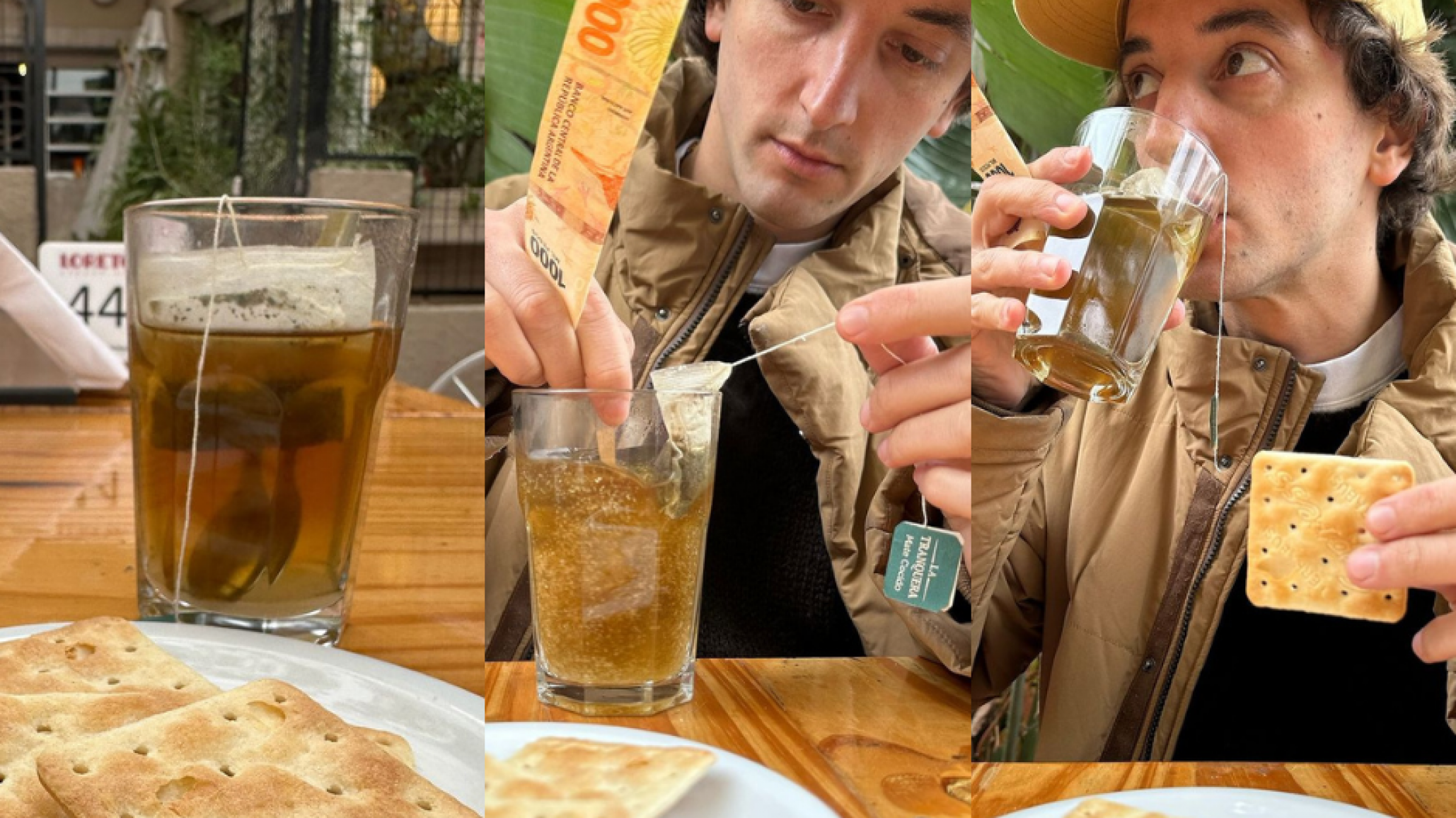 Viral: el desayuno económico en un bar de Palermo, mate cocido con galletitas de agua