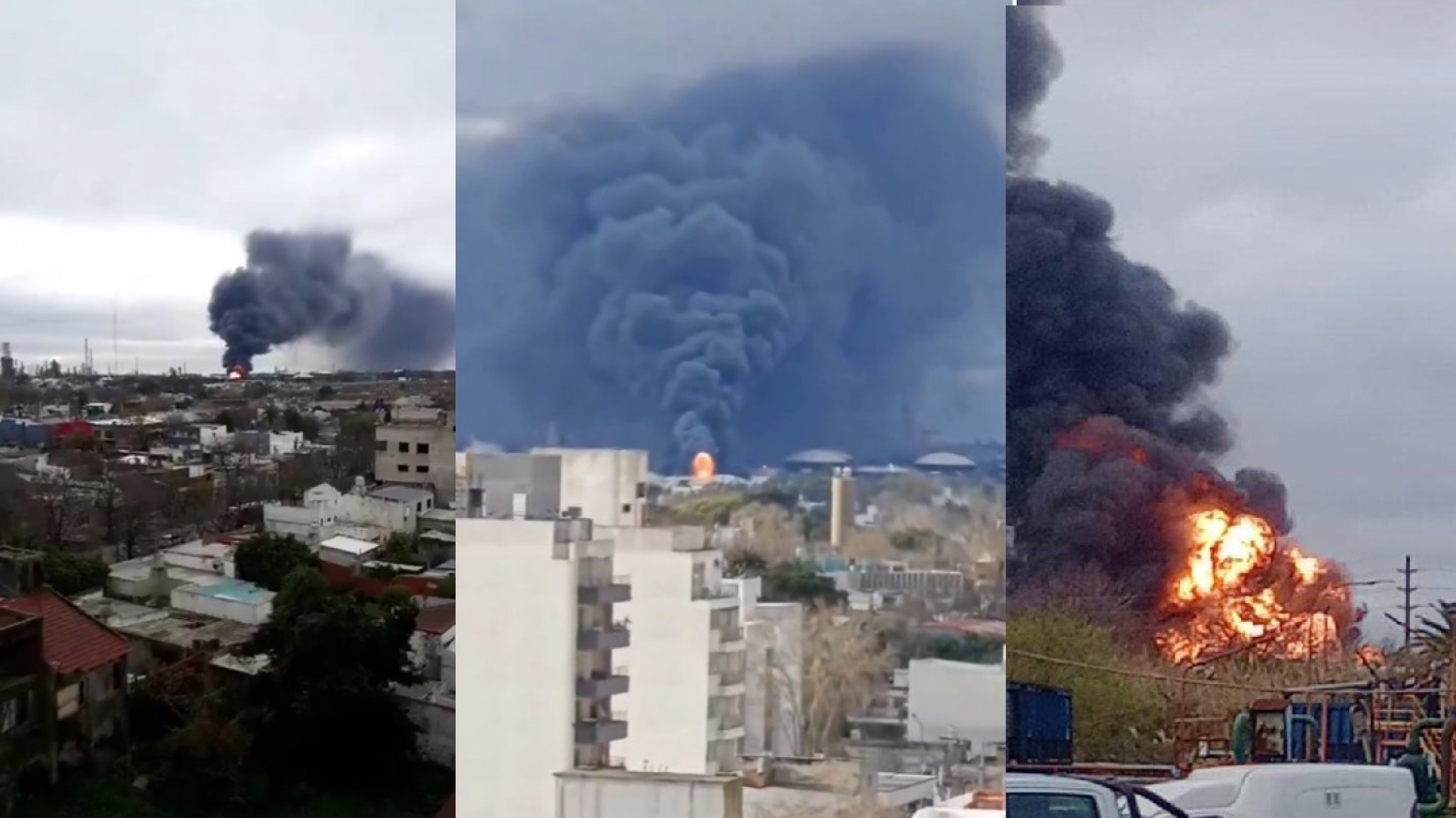 Incendio en YPF: Explosión en la zona de tanques y columnas de humo negro