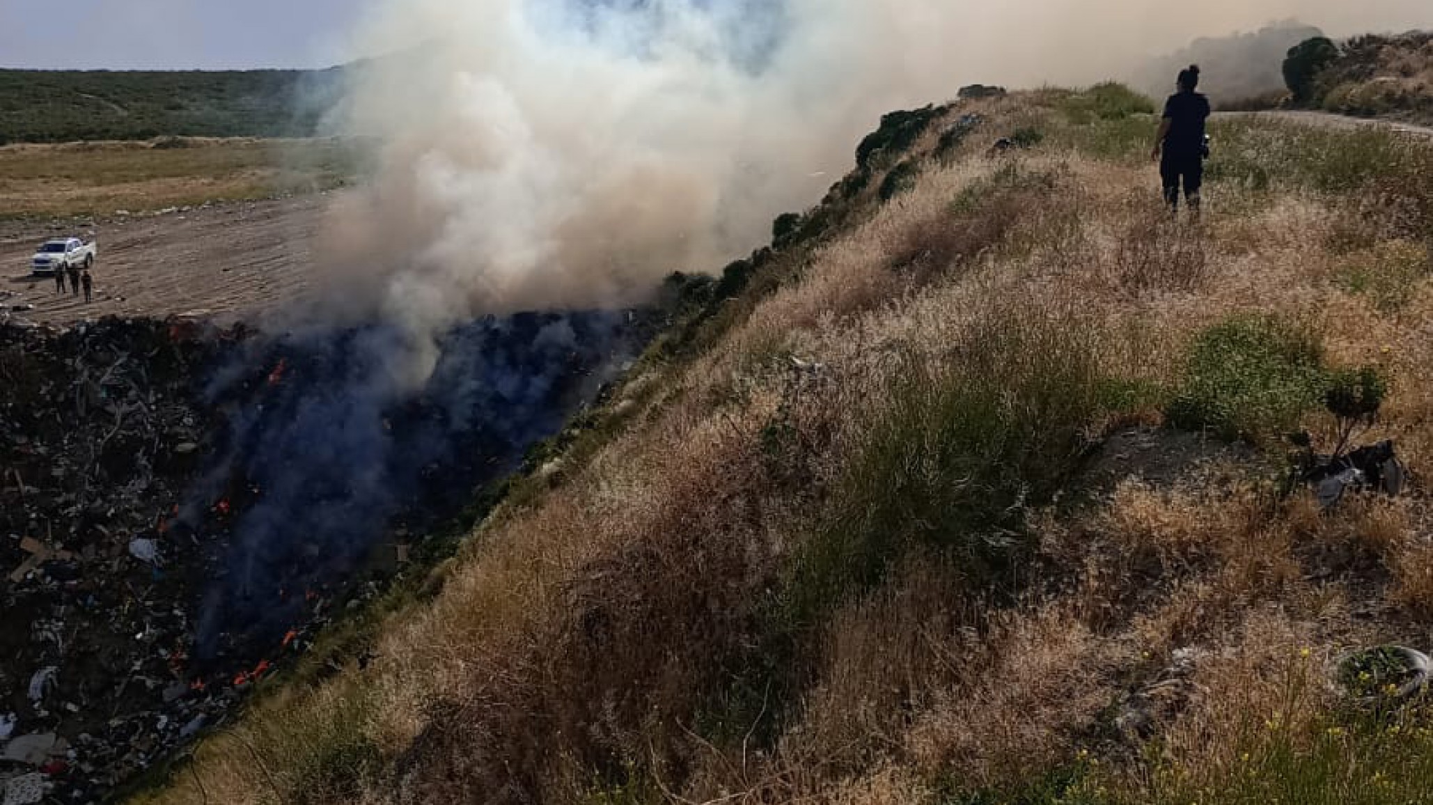 Incendio en el basural de Rada Tilly