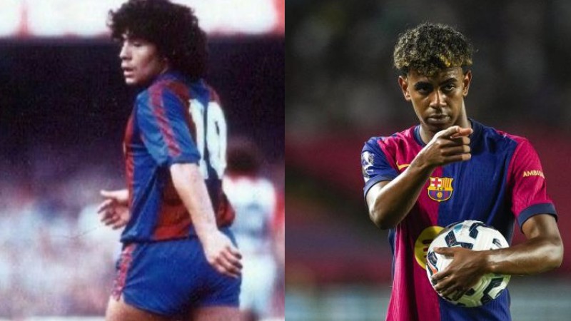 ¿Homenaje o chicana? Lamine Yamal anunció que usará la 10 del Barcelona con una imagen de Maradona y no de Messi