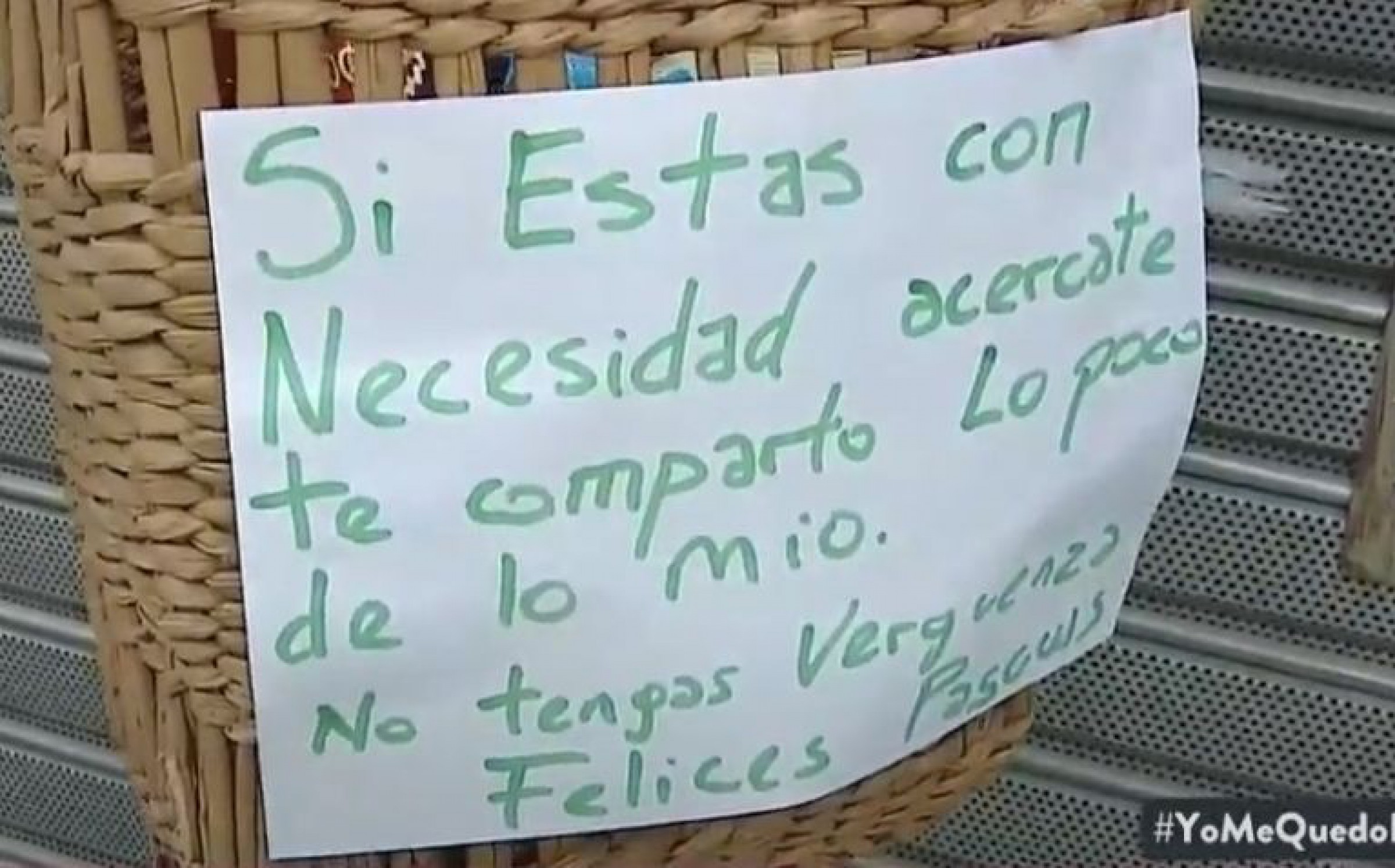 El gran gesto de un vecino en cuarentena: colgó una canasta de su balcón para el que necesite alimentos