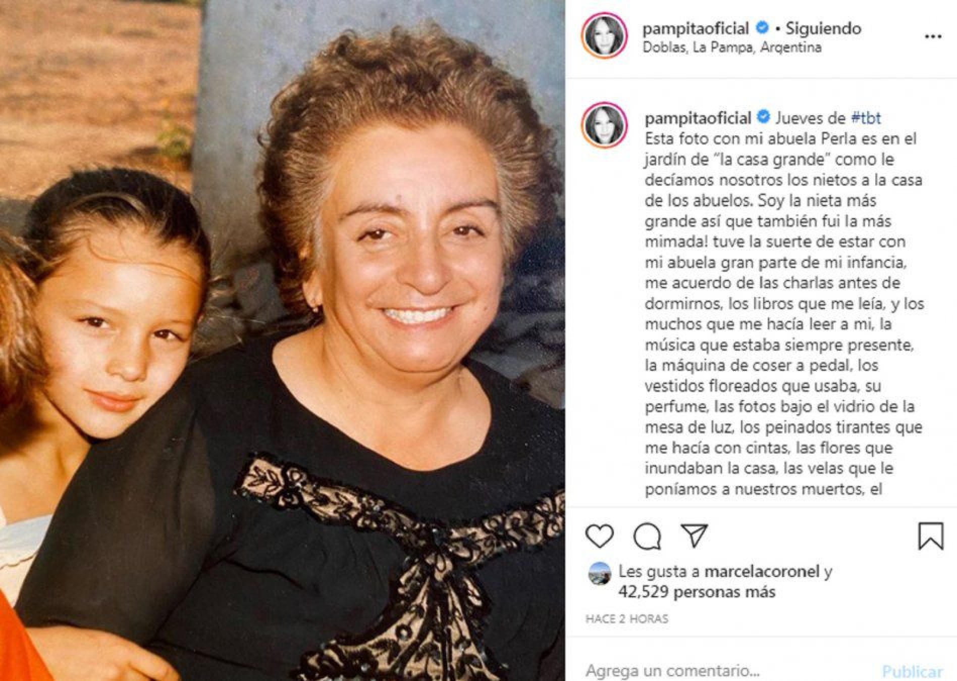 Pampita subió una tierna foto de su infancia y junto a su abuela: “Fui la más mimada”