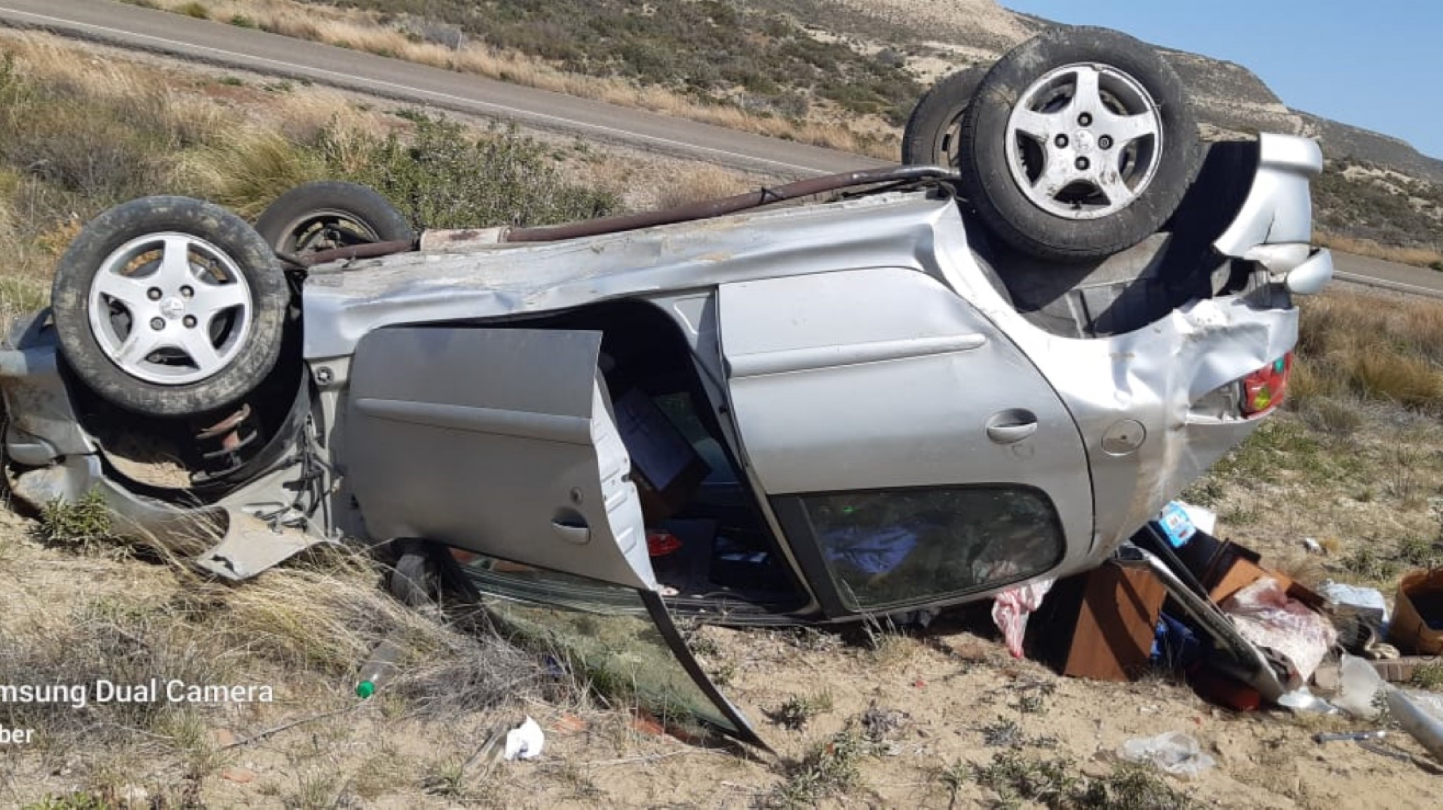 Vuelco: El conductor iba desde Buenos Aires a Comodoro