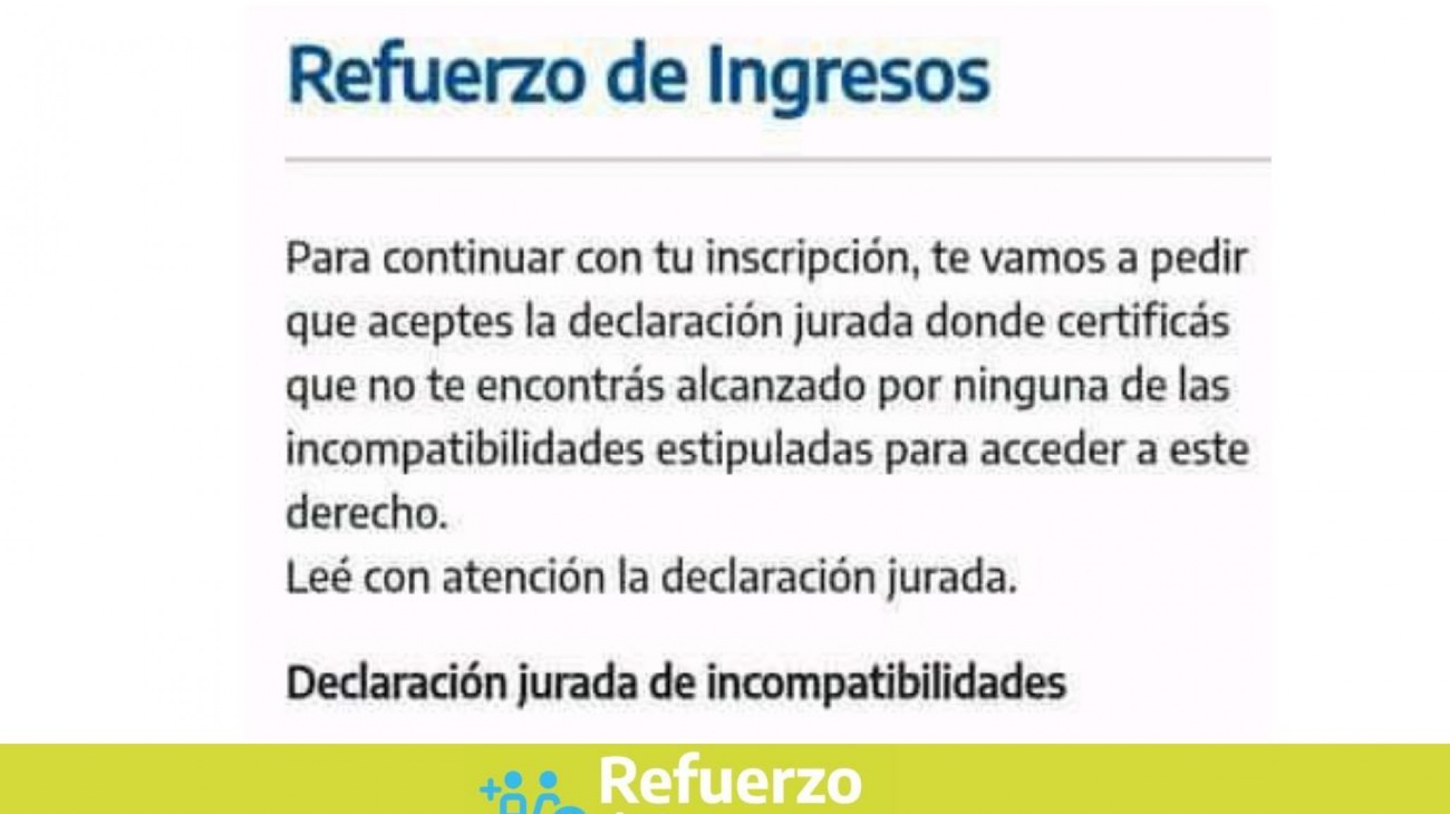 Refuerzo de Ingresos: La inscripción online termina a las 24hs