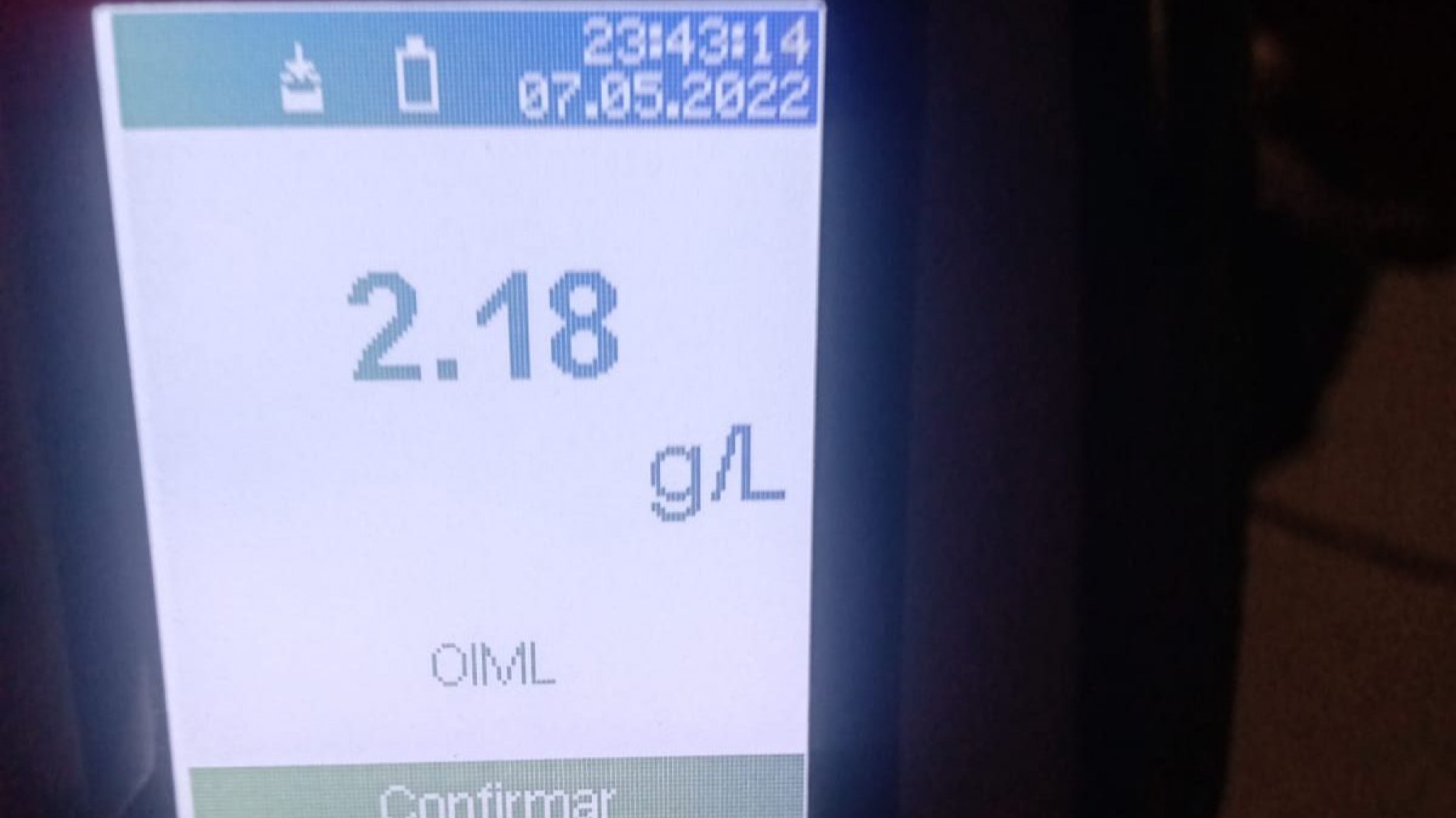 Un sexagenario conducía con más de 2.18 g/l de alcohol en sangre