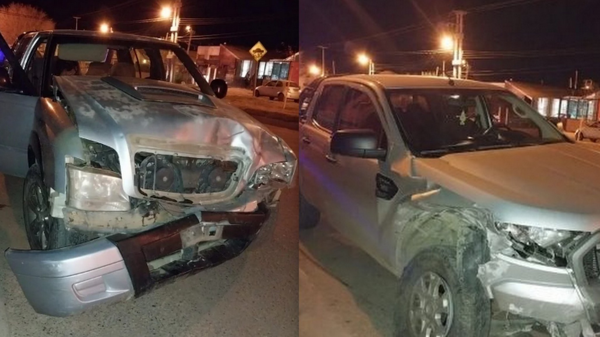 Dos jóvenes borrachos chocaron con sus camionetas en plena esquina y una mujer resultó lesionada