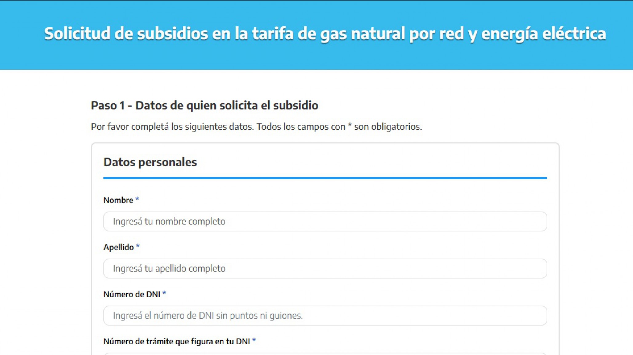 Los usuarios deberán inscribirse antes de fin de mes en el formulario para conservar el subsidio de gas y luz