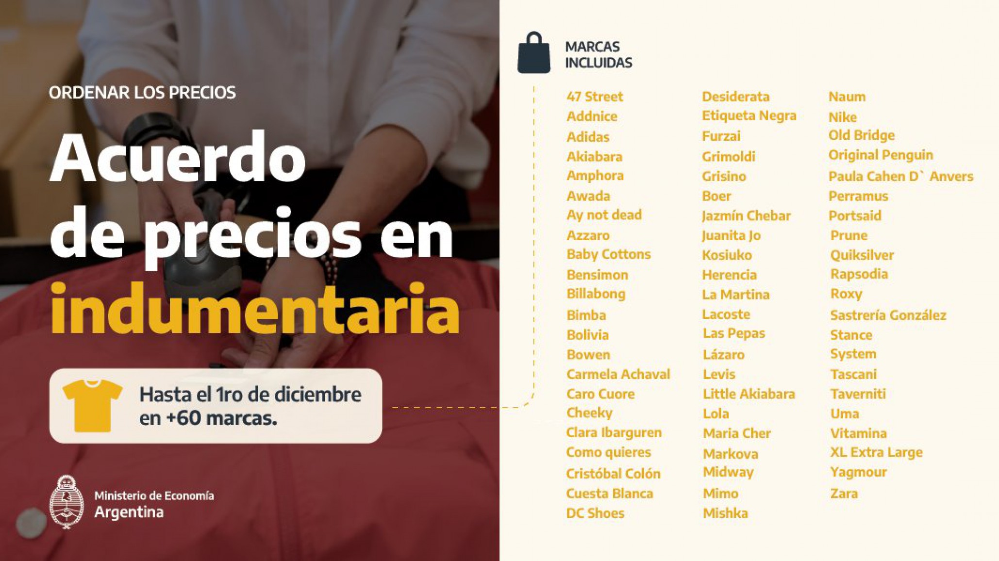 El Gobierno acordó con empresas de indumentaria para congelar el precio de la ropa hasta diciembre