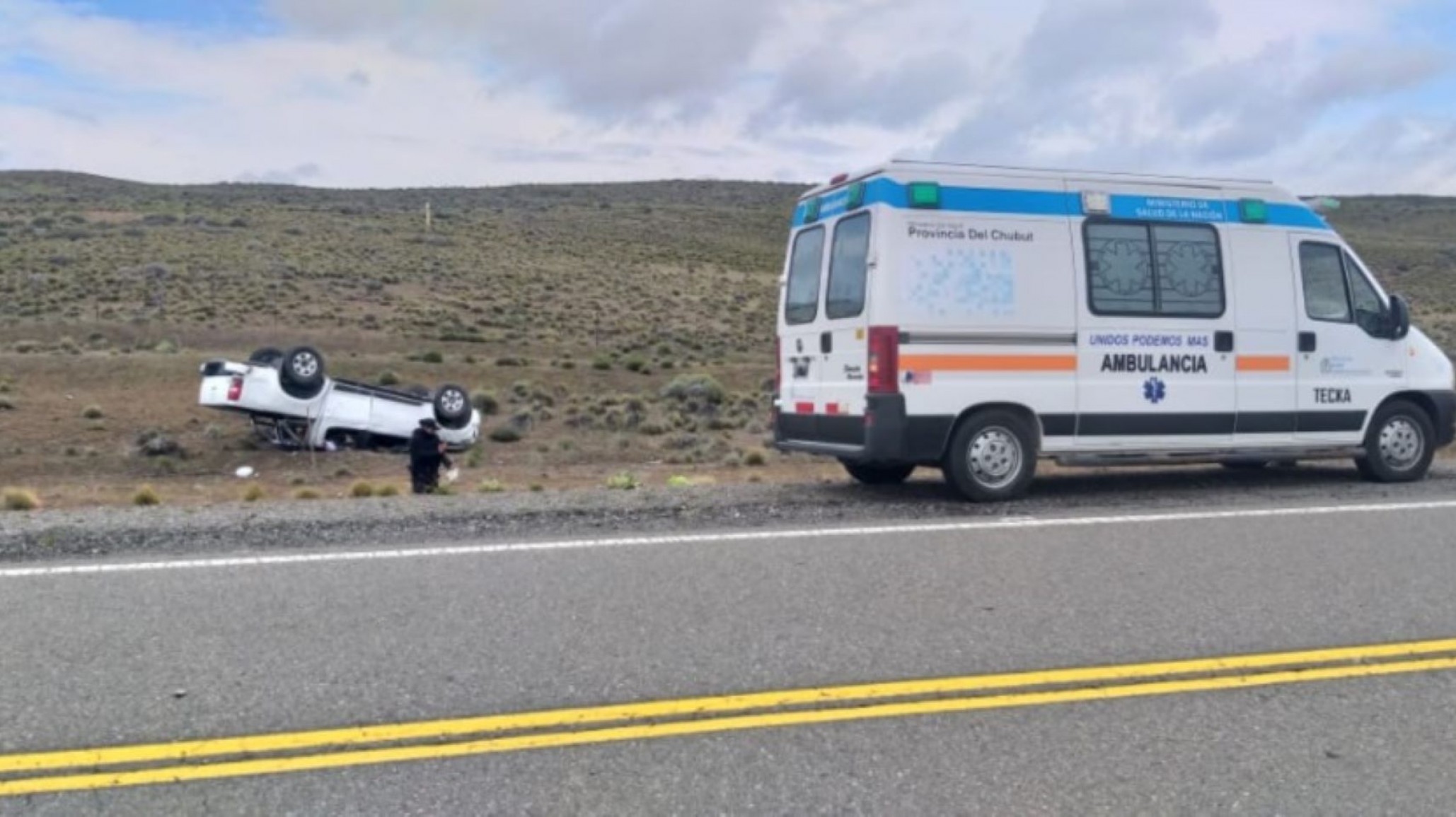 Vuelco: iba de El Bolsón a Comodoro y se quedó dormido