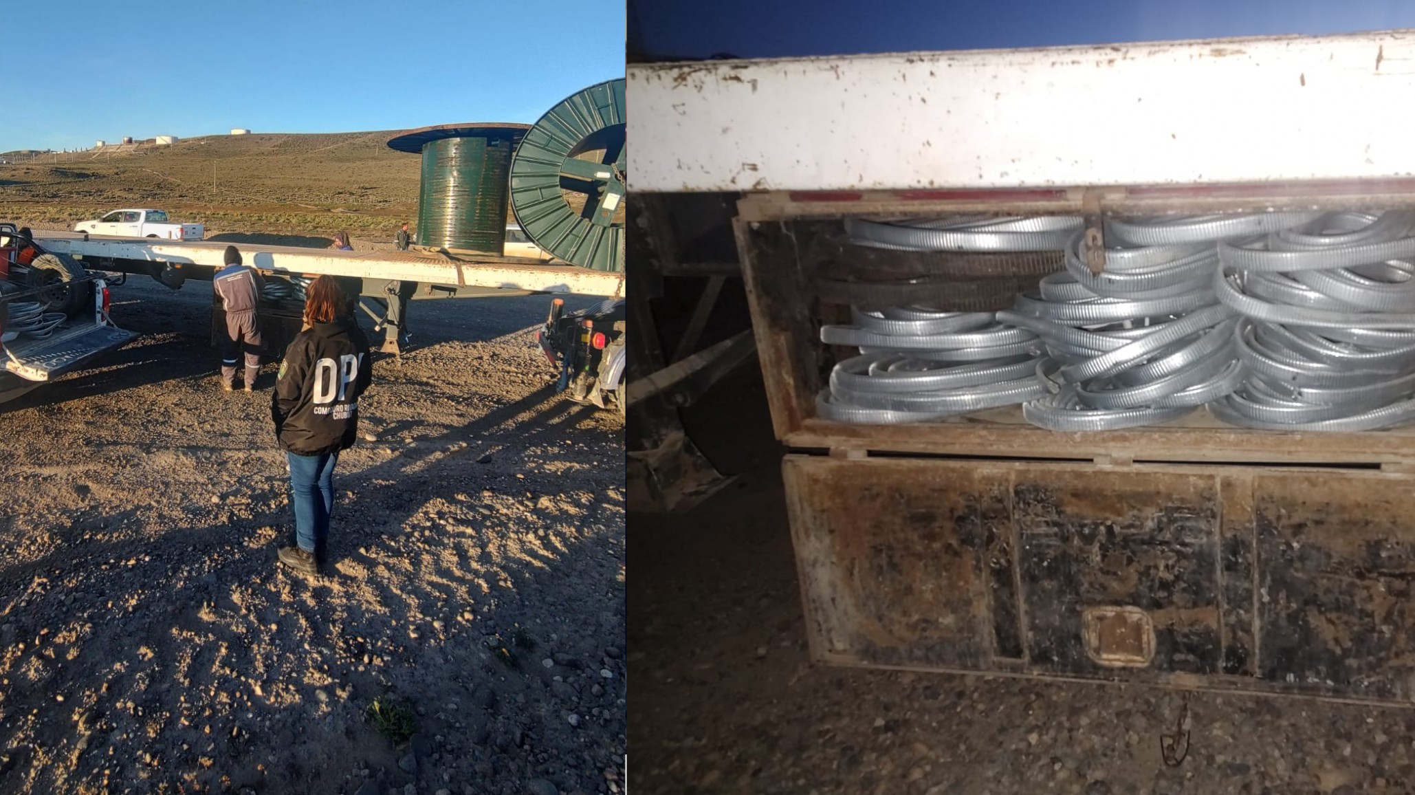 La policía interceptó un camión transportista en Cerro Dragón con rollos de cable
