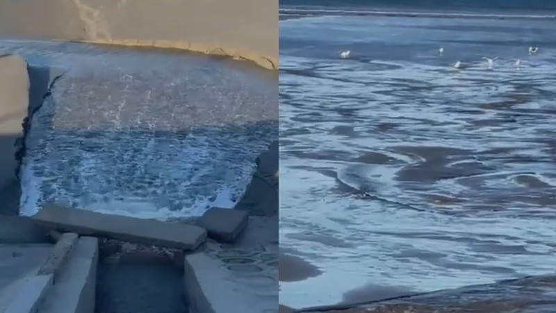 Video: a plena luz del día arrojan las aguas servidas al mar en Rada Tilly