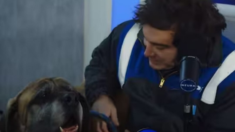 Milei llevó a su perro Conan a una entrevista: "Es uno de los cinco" y anunció una donación para refugios