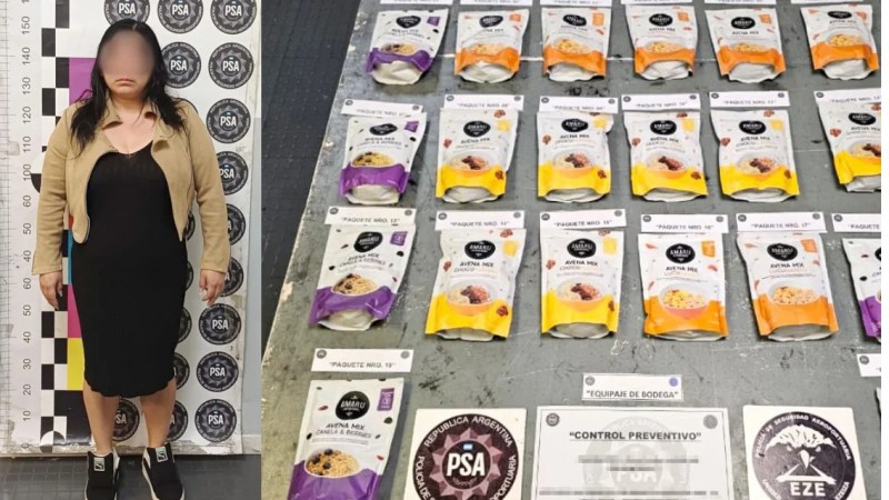 Se puso nerviosa en el Aeropuerto y descubrieron que transportaba 9 kilos de cocaína en paquetes de granola