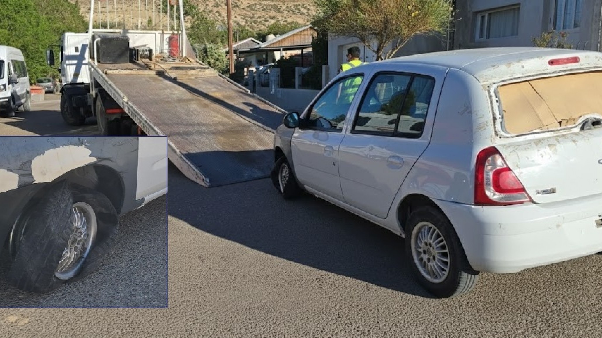 Comodoro: Llamó la atención por circular con la rueda en llanta y descubrieron que era un auto robado