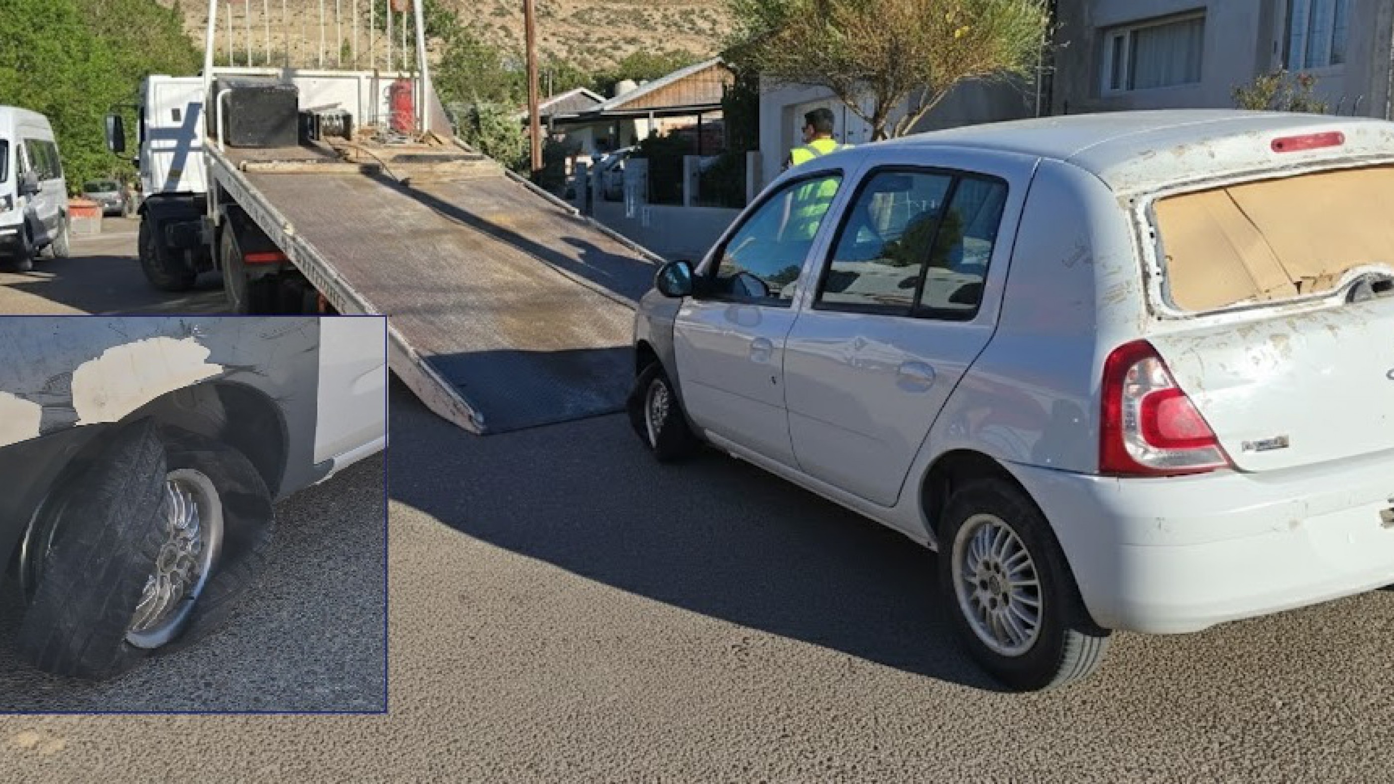 Comodoro: Llamó la atención por circular con la rueda en llanta y descubrieron que era un auto robado
