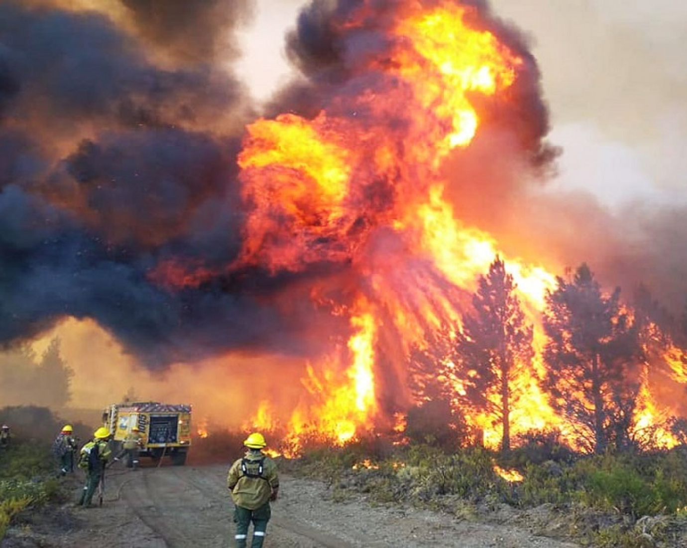 Fuertes vientos agravan el incendio en Los Alerces y obligan a reforzar el operativo
