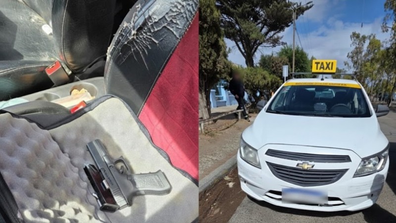 Tensión en un taxi de Comodoro: amenazó a un pasajero con una 9 mm y terminó detenido frente a la comisaría