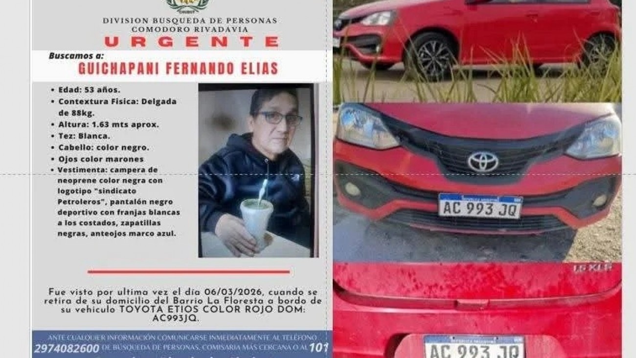 Continúa la búsqueda de un hombre que salió en su auto y no regresó