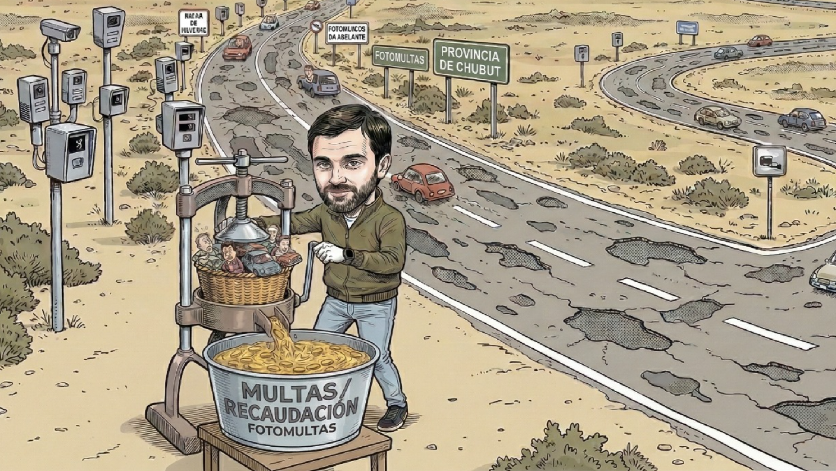 Baches por todos lados, pero radares y fotomultas para recaudar: la apuesta del Gobierno de Chubut