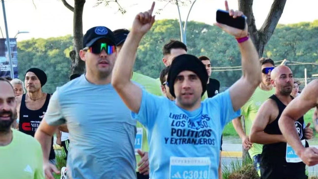Nahuel Gallo participó de una carrera para reclamar por los presos políticos en Venezuela