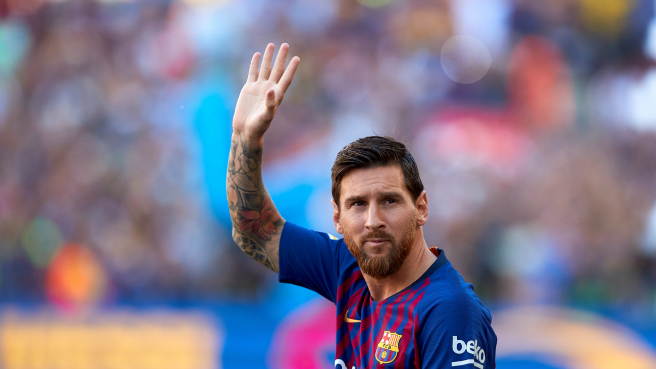 Messi celebró el título del Barcelona tras vencer al Real Madrid en el clásico