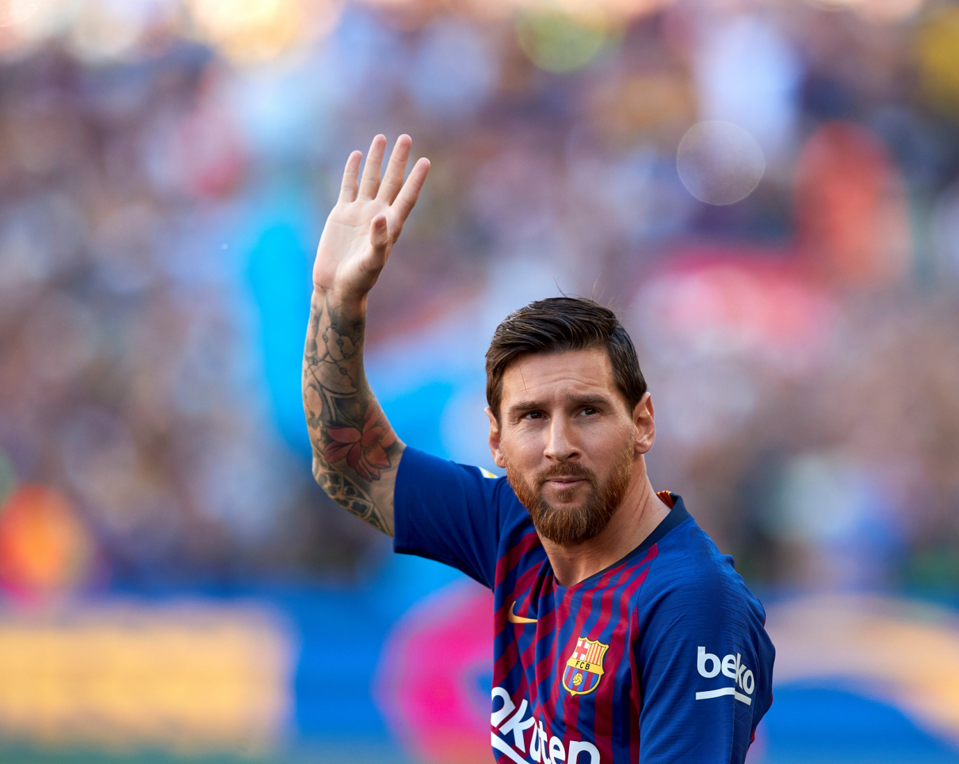 Messi celebró el título del Barcelona tras vencer al Real Madrid en el clásico