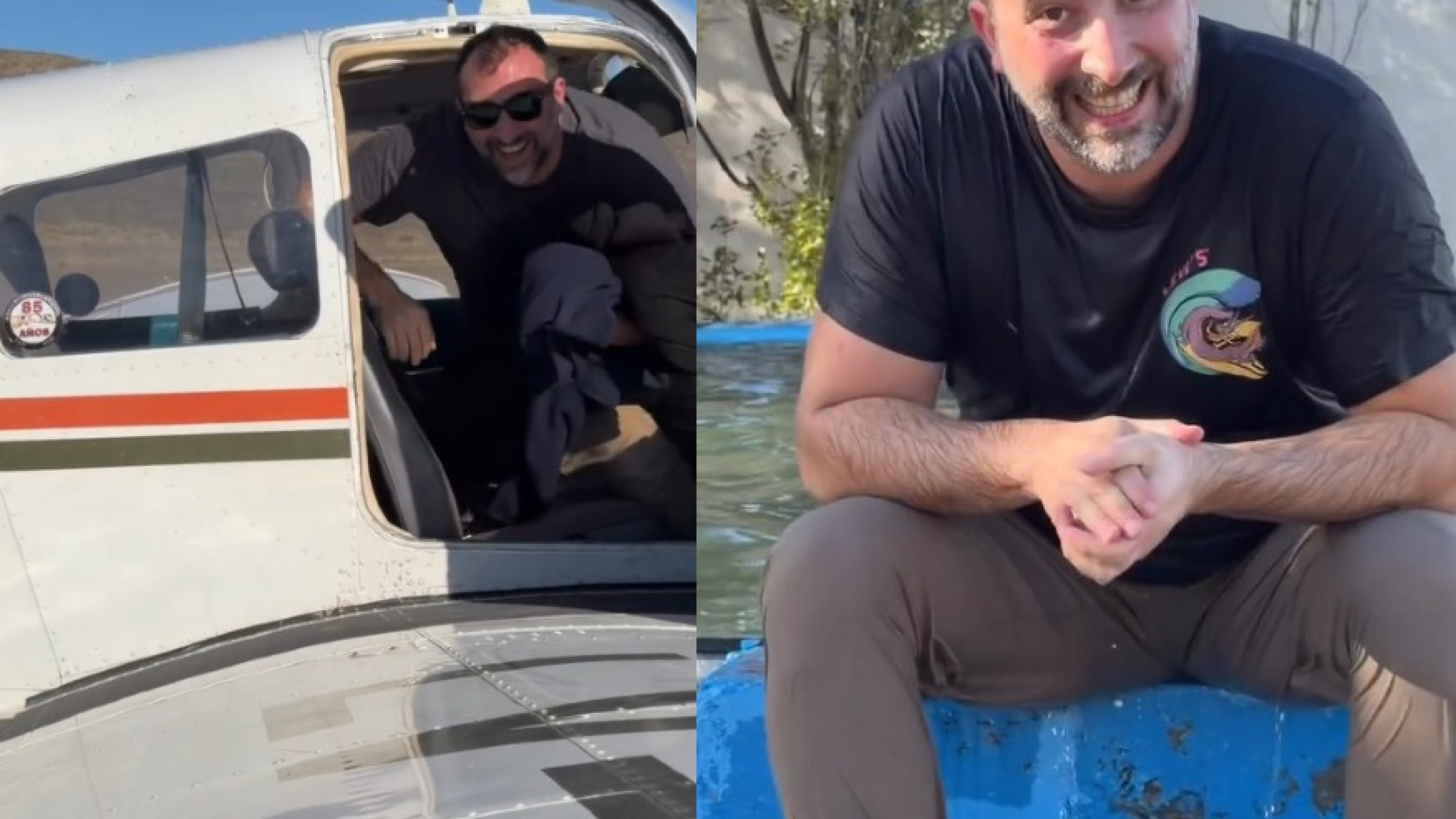 De la emoción al estanque: el festejo viral de un piloto tras realizar su primer vuelo solo en Comodoro