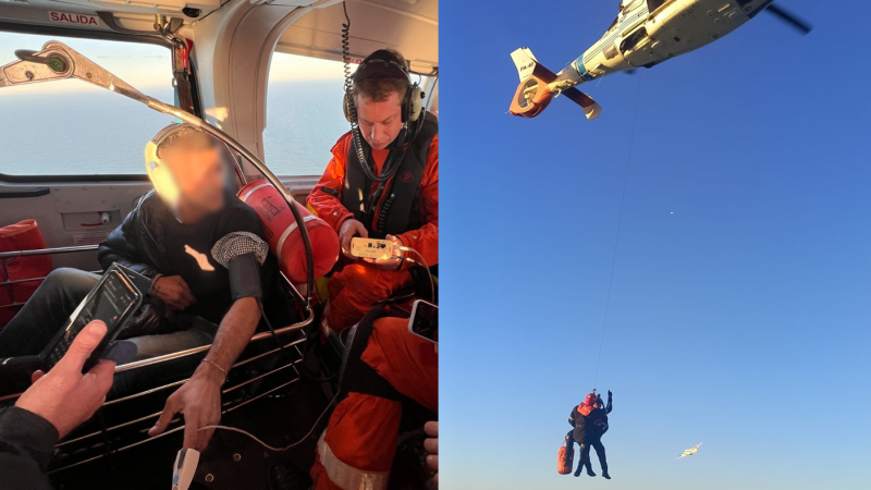 Prefectura evacuó en helicóptero a un marinero: escalofríos, dolores en el pecho y el abdomen