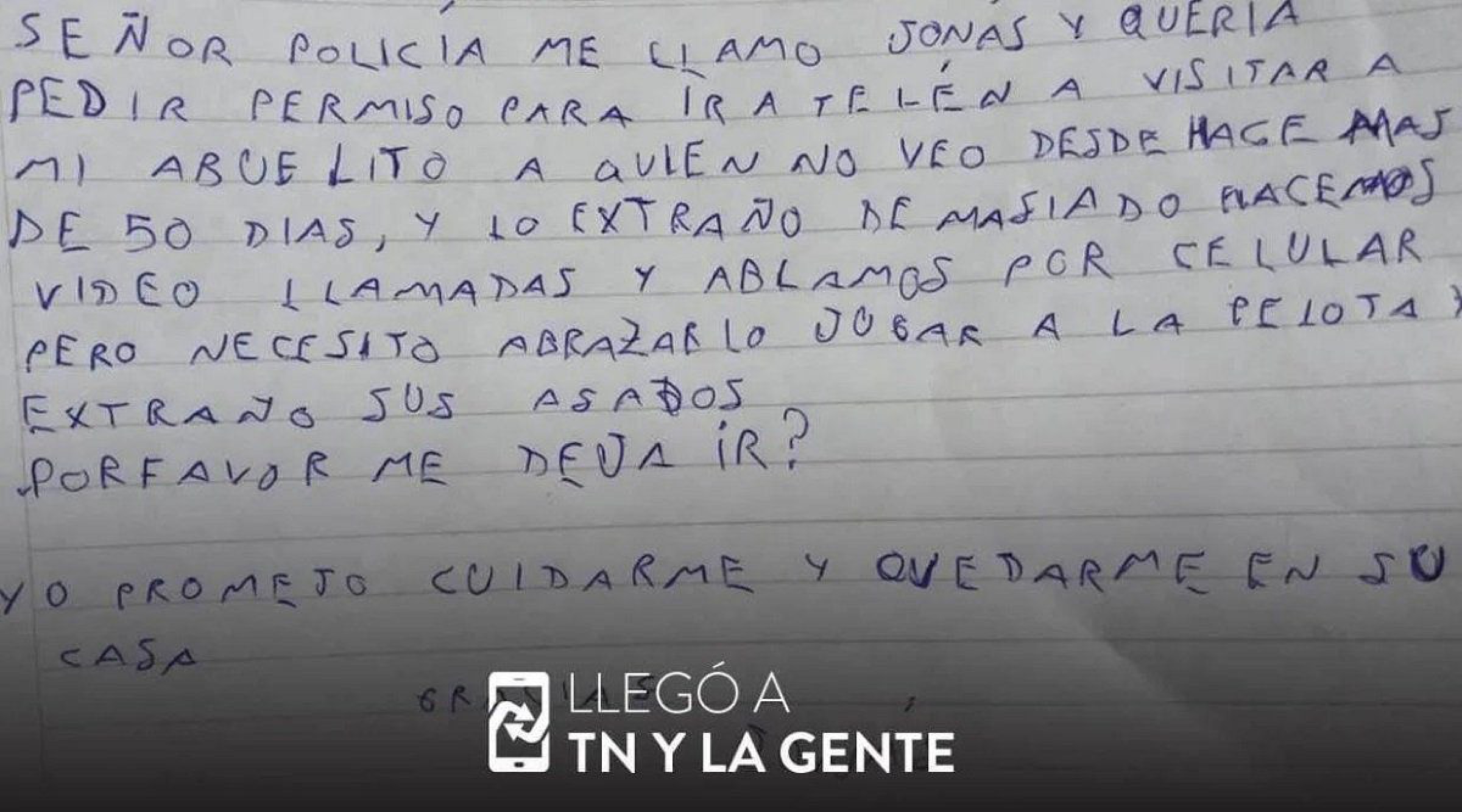 La policía le respondió al nene que escribió una carta pidiendo autorización para ver a su abuelo