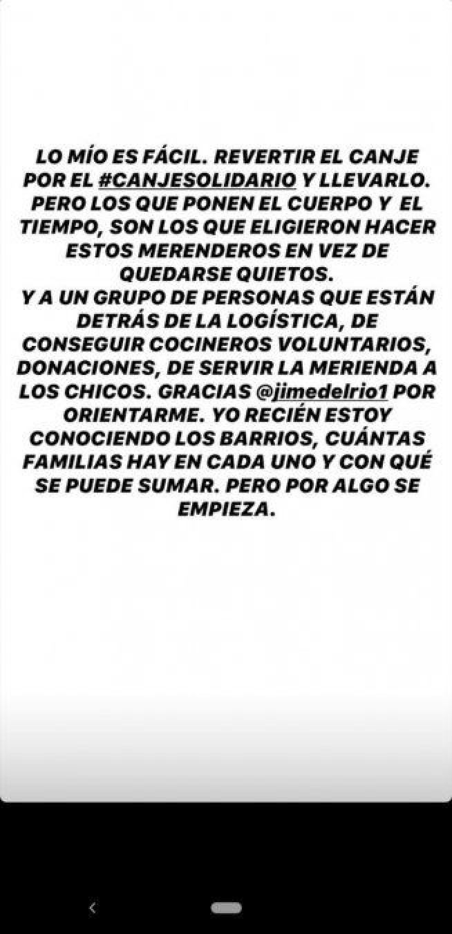 ¡Acto de solidaridad! Tefi Russo donará los canjes que recibe