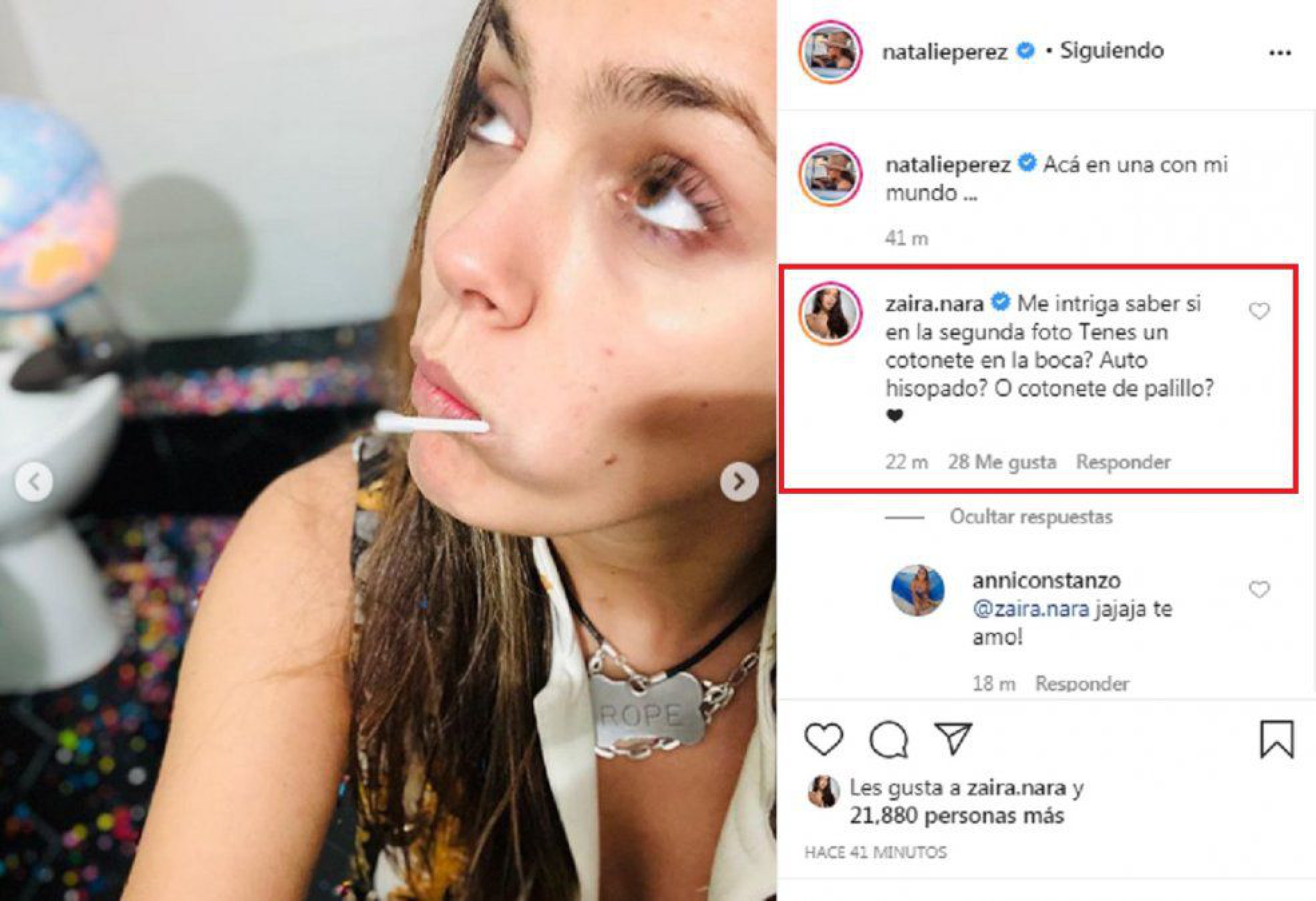 Natalie Pérez publicó fotos “en su mundo” y Zaira Nara le hizo una pregunta curiosa
