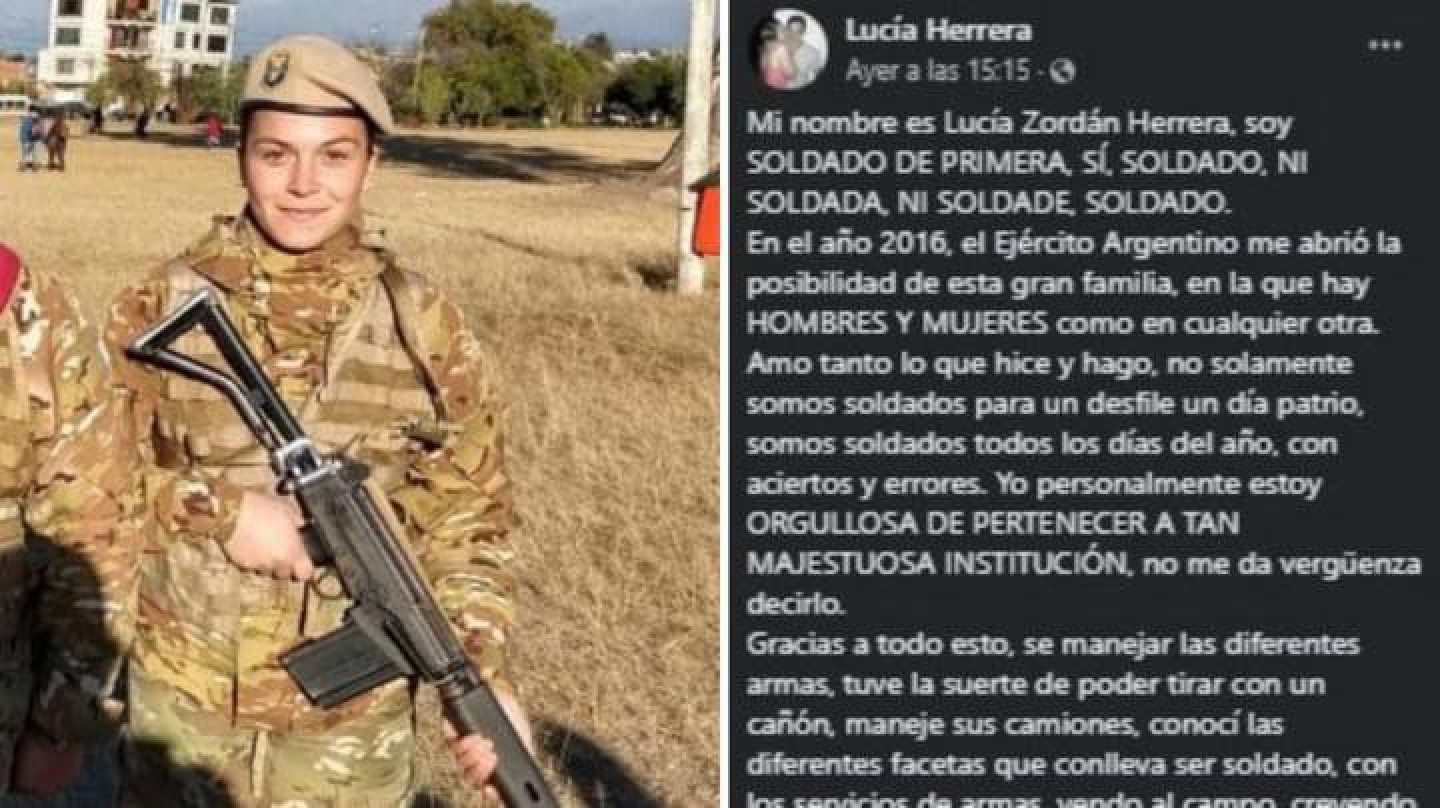 Integrante de las Fuerzas Armadas compartió un mensaje sobre el lenguaje inclusivo: ”Soy soldado, ni soldada ni soldade”