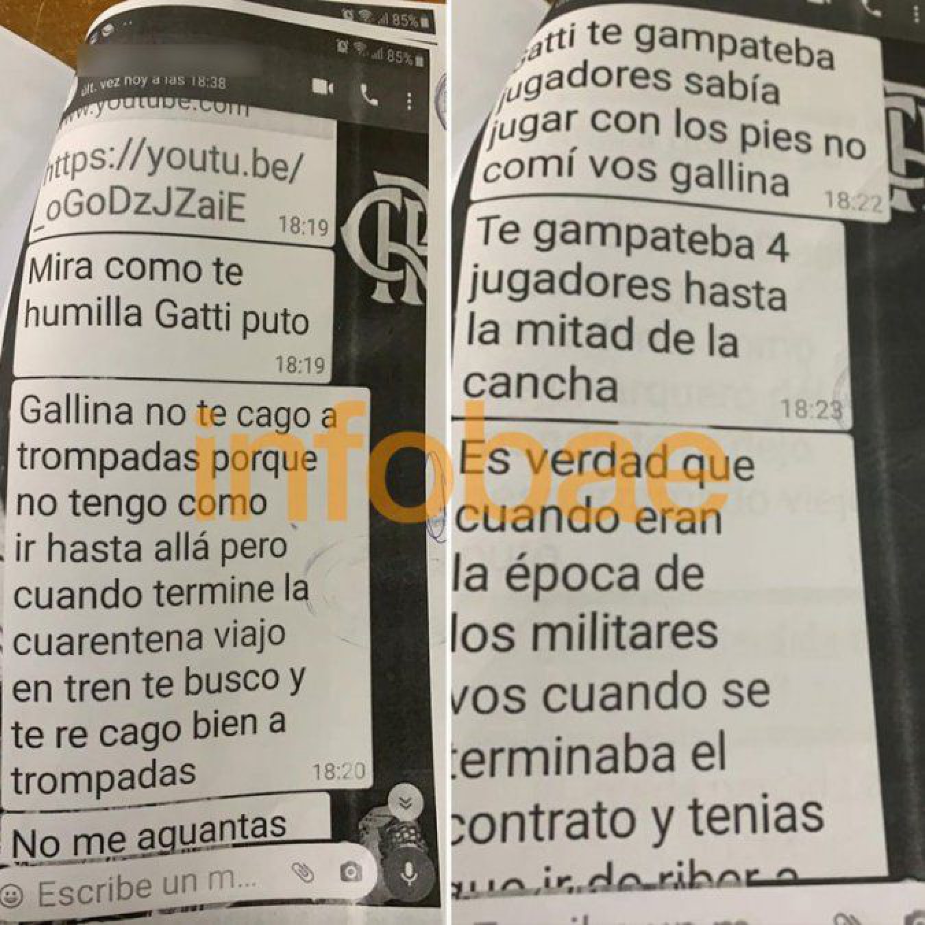 Las amenazas al Pato Fillol por WhatsApp