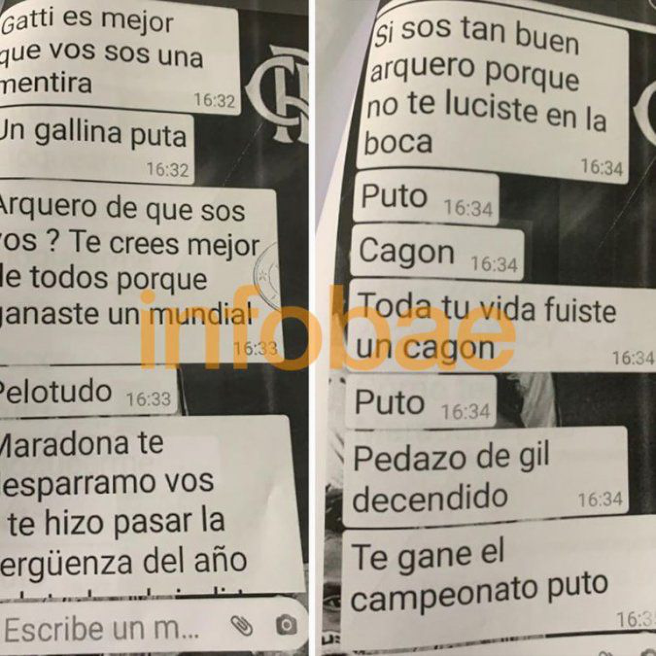 Las amenazas al Pato Fillol por WhatsApp