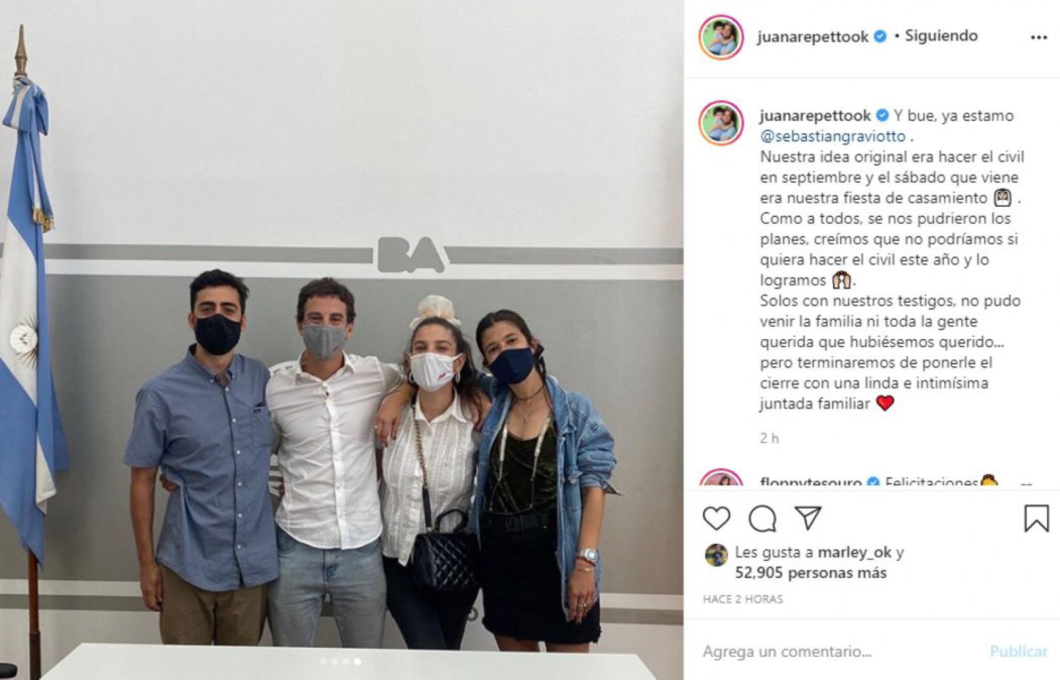 Se casó Juana Repetto, ¡sorpresa!